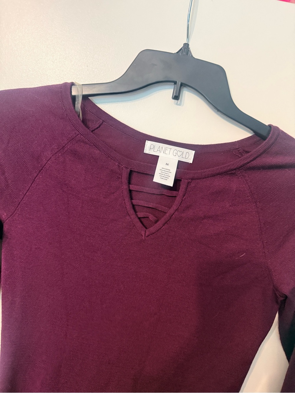 Never Worn! Planet Gold Long Sleeve Bodycon Dress in Burgundy - Picture 2 of 4